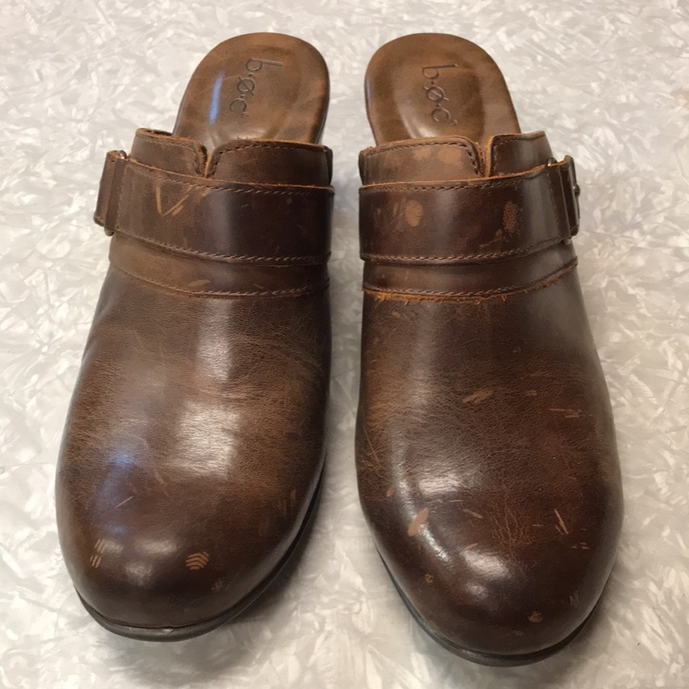 B.O.C by BORN Women’s Earley Brown Leather Mule Slip-On Clogs, Size 8 - NWOB